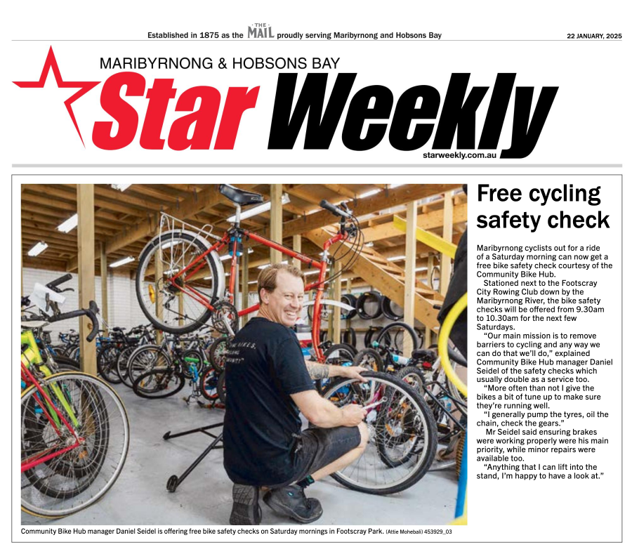 Cover image Star Weekly News paper with our Operations Manager fixing a bike